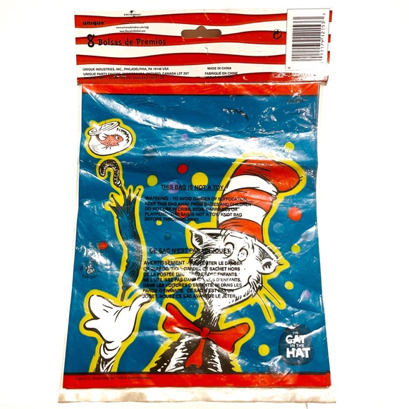 Vintage Dr. Seuss Cat in the Hat Movie Loot Bags Birthday Party Green Red 2000s - Picture 7 of 8